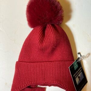 Beanie pom-pom hat extra worms and comfort knit acrylic bordeaux New